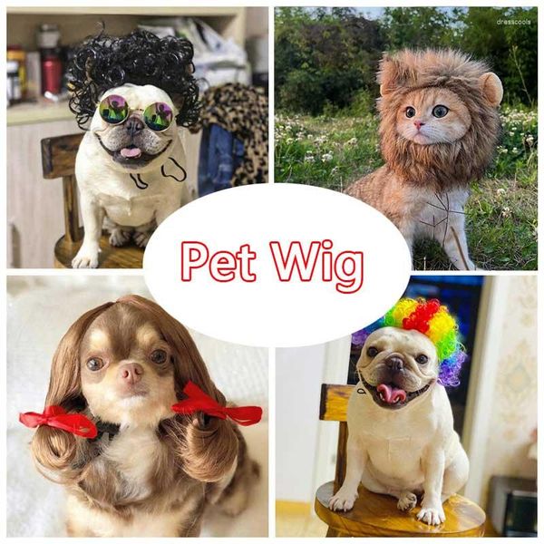 Vêtements de chien Costume de perruque pour animaux de compagnie Cosplay mignon Halloween décoration drôle chat habiller Lion cheveux chapeau fête fournitures de fête