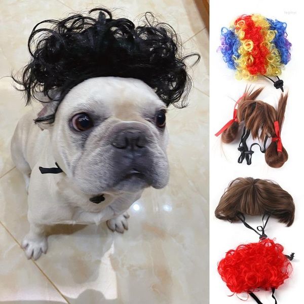 Vêtements pour chiens Perruques pour animaux de compagnie Accessoires de cosplay COS Funny Dogs Cats Cross-Dressing Hair Hat Head Accessoires pour Halloowen Christmas Pets Supplies