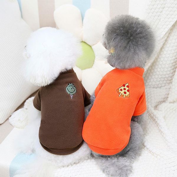 Ropa para perros Ropa de invierno para mascotas Piernas más Terciopelo Pizza Helado Lindo Suéter cálido Diseñador Gato