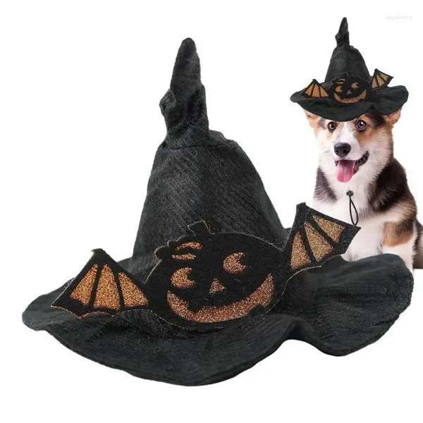 Vestimenta de ropa para perros traje de sombrero de bruja tamaño ajustable con diseño de murciélago de calabaza espeluznante no cobertizo para halloween