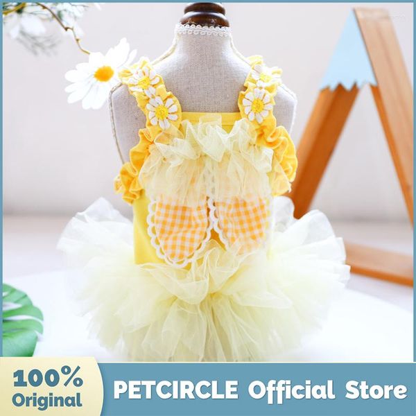 Vêtements pour chiens PETCIRCLE Vêtements Jaune Fil Robe Pour Petit Chiot Pet Chat Printemps Été Mignon Costume Jupe