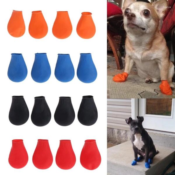 Vêtements pour chiens Bottes pour animaux de compagnie Chaussures de pluie en caoutchouc imperméables antidérapantes pour chiots en plein air couleur bonbon