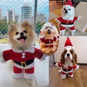 Vêtements pour chiens Vêtements pour animaux de compagnie Manteau drôle pour Noël Mode Vêtements de Noël Fors Chihuahua Père Noël Costume debout Chats