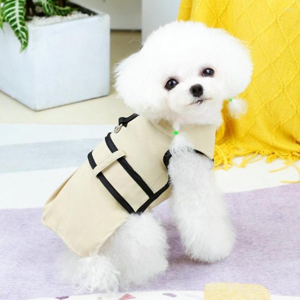 Vêtements pour chiens Vêtements pour animaux de compagnie Jupe à col rabattu avec anneau de remorquage Robe de chat pour petits chiens