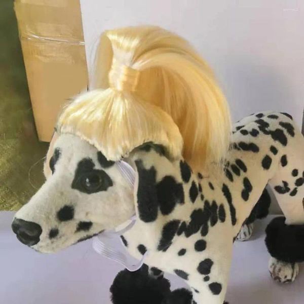 Ropa para perros Mascotas Accesorios para el cabello Peluca ajustable para mascotas Sombrero Cosplay Conjunto de disfraces para perros Gatos Banda elástica reutilizable Travestismo