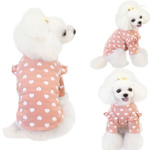 Vêtements pour chiens rose Beige gris coton vêtements pour animaux de compagnie sweats à capuche chauds t-shirt motif de coeur dentelle à manches courtes pull sweat pour petits chiens