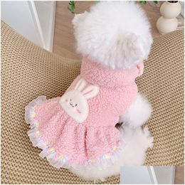 Vêtements de chien rose polaire fille robes d'animaux de compagnie vêtements automne hiver épaissir chaud chihuahua maltais chat manteau veste costumes chiot homefavor dhr1w