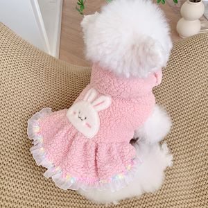 Hondenkleding Roze Fleece Meisje Huisdieren Jurken Kleding Herfst Winter Dikker Warm Chihuahua Maltese Kat Jasje Kostuums Puppy Dieren Mopshonden 230825