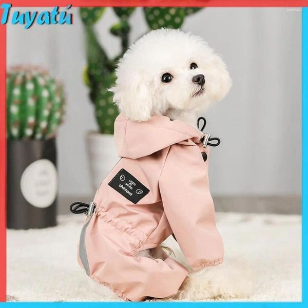 Reparada de perros impermeable rosa para una pequeña capa de lluvia azul ajustable con capucha impermeable con correa reflectante para el cachorro de peluche ropa al aire libre