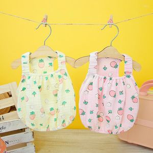 Hondenkleding roze aardbei Pet Suspender Kleding Leuke puppy Vest Zomerkleding Teddy Princess Rok S-XXL