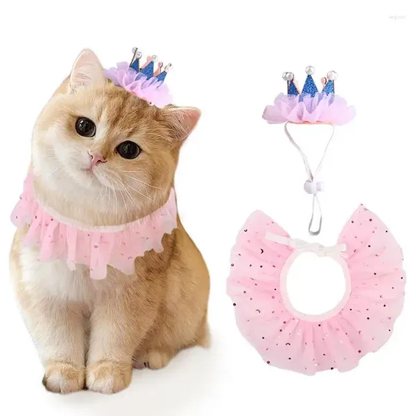 Ropa para perros Falda de tutú rosa Fiesta de cumpleaños ajustable Vestido de gato con corona Cómodo disfraz de mascota para regalo de festival