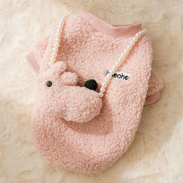 Vêtements pour chiens rose blanc polaire polaire sweat à sweat à sweat à sweat de perle kawaii small vêtements épais chats tenues produits pour animaux de compagnie