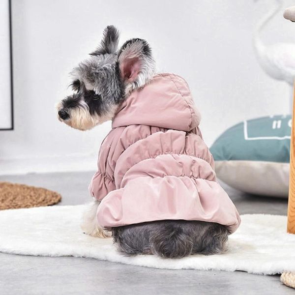 Vêtements pour chiens vêtements d'hiver rose pour animaux de compagnie robe chaude sweat à sweat à bulles florales