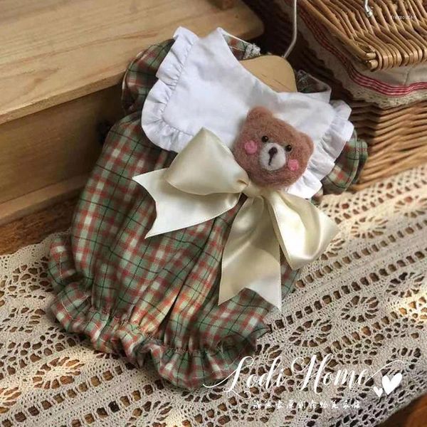 Ropa para perros Oso a cuadros Vestido de princesa Ropa para mascotas Ropa dulce Perros Súper Pequeño Lindo Chihuahua Estampado Primavera Verano Chico delgado Mascotas