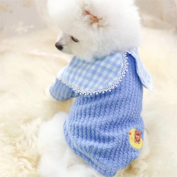Appareils à chiens Plaid Big Collar Spring Automne Shirt Cat Yorkie Chihuahua Puppy Vest Small T-shirt Bichon Pomeranian Schnauzer Clothing