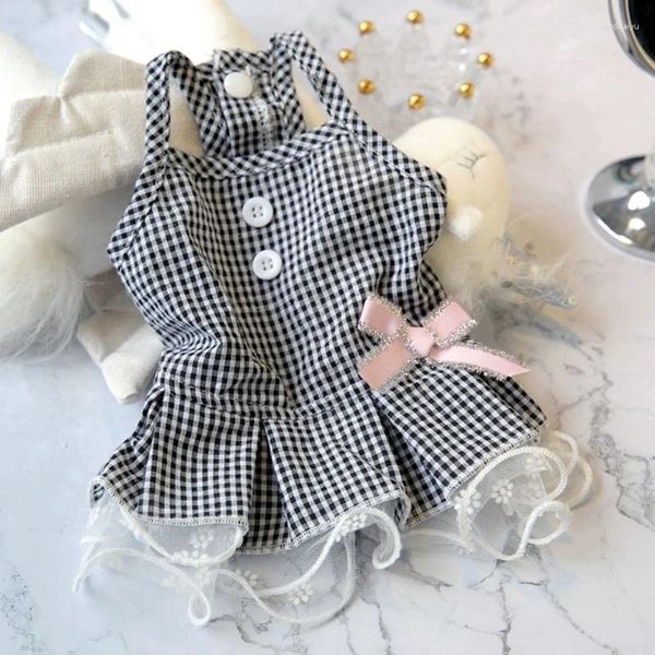 Appareils à chiens Plaid Bows Mariage Costume Été Girl Boy Robe de compagnie pour Little Small Chihuahua Pomeranian Cat Vêtements Jupe tutu ACCESSOIRES