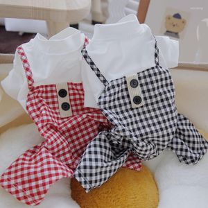 Vêtements de chien Pantalons à carreaux Vêtements pour Yorkie Rouge Noir Automne Automne Onesie Blanc Manteau Rompers Pet Outfit Petit Animal XS XL Accessoires