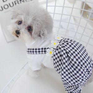Hondenkleding Plaid broek Pet Jumpsuit met bloemen vier poten Zachte pyjama Tracksuit Black XS XL Puppy Wit T -shirt Chihuahua Yorkie