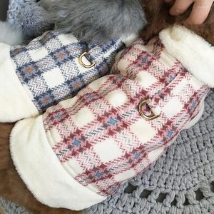 Vêtements pour chiens Plaid Vêtements pour animaux de compagnie Gilet imprimé élégant pour l'hiver Manteau doux et chaud Vêtements pour chats mignons Temps froid