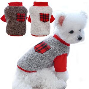 Hondenkleding Plaid Pocket Christmas Sweater Winter Warm Fleece Hoodie Kleding Koud weer Pullover jas voor kleine honden York Chihwawa