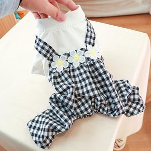 Vêtements de chien chemise à carreaux été combinaison pour animaux de compagnie barboteuse globale pour petit printemps avec ours brodé noir XS XL produits pour chiots