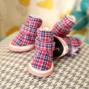 Hond Kleding Plaid Winter Schoenen Voor Kat Herfst Boods Skidproof Klein Dier 4 stks/set Blauw Rood Roze Drop Groothandel