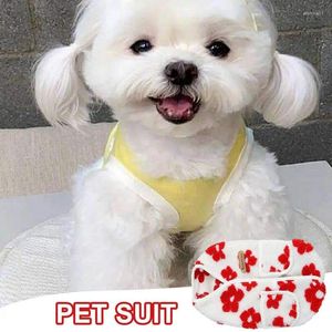 Vêtements pour chiens Vêtements en peluche Vêtements doux avec poches pour un usage quotidien Chaud Dos ouvert Hiver Motif floral Fournitures pour animaux de compagnie Produits