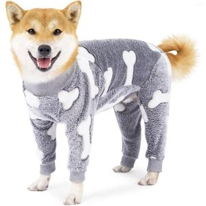 Vêtements pour chiens Pyjamas en peluche pour temps froid extensible bon ajustement moyen et grand Onesie chaud doux barboteuse pour animaux de compagnie hiver