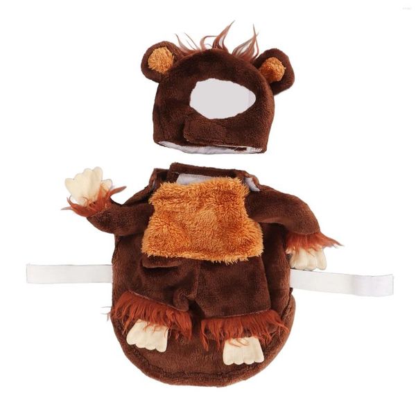 Ropa para perros Disfraz de mascota de peluche Disfraz de mono divertido Ropa de cosplay Traje de gato transpirable suave con sombrero lindo para interiores