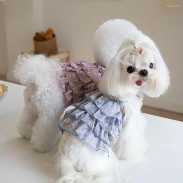 Vêtements pour chiens Jupe pochée en mousseline de soie Robe de gâteau en couches pour animaux de compagnie Chat Teddy INS Vêtements de mode Vêtements pour chiots Costume