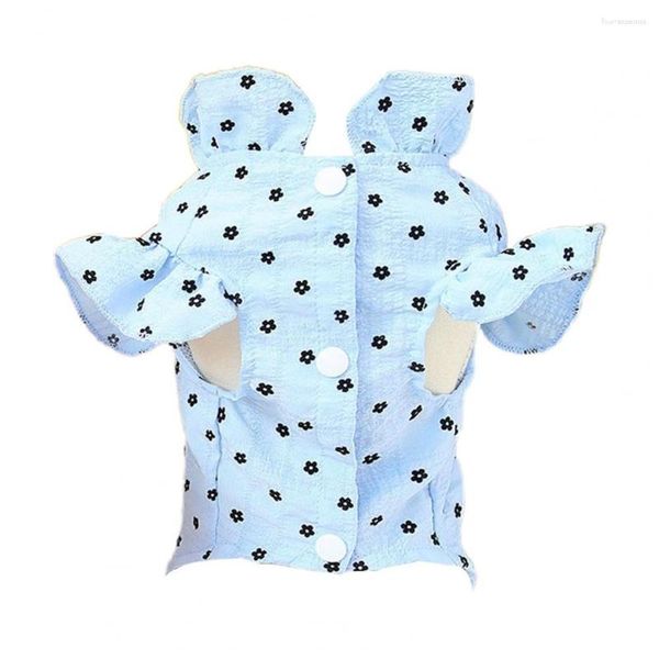 Vêtements pour chiens Jolie blouse Fermeture à boutons Robe en coton Été Chemise à imprimé floral pour animaux de compagnie