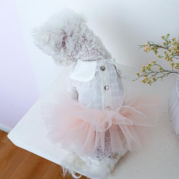 Vêtements de chien Princesse Chat Robe de bal Vêtements d'été pour petits chiens Fille Chemise blanche Tulle Tutu Jupe Chiot Chaton Robes de désherbage