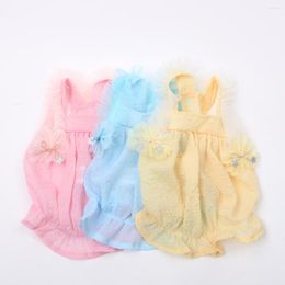 Ropa para perros Princesa Gato Ropa de verano Mascota Cachorro Vestido Chaleco Flores Diseño de encaje