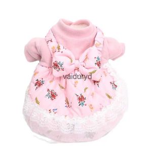 Vêtements pour chiens Princesse Chat Robe chaude Floral Bow Design Pet Puppy Manteau d'hiver Tenue pour chiens femelles Catsvaiduryd