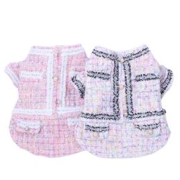 Chien vêtements princesse manteau robe veste pour animaux de compagnie Plaid dentelle conception chat chiot automne/hiver chaud Apperal tenuechien