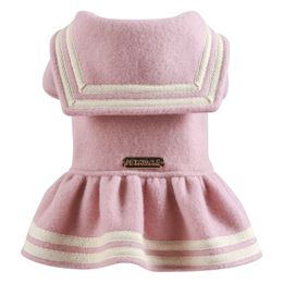 Chien Vêtements Princesse Chien Chat Robe Manteau Rayé Conception Femelle Pet Chiots Automne Hiver Vêtements Vêtements 230719