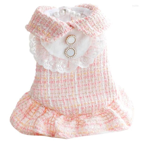 Vêtements de chien Princesse Robe Vêtements Épaissir Chiens Vêtements Tenues Pour Animaux De Compagnie Mignon Chaud Automne Hiver Yorkies Imprimer Rose Fille Ropa Para Perro