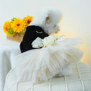 Robe de princesse de vêtements pour chiens élégant 3d fleur de décoration d'arc de mariage