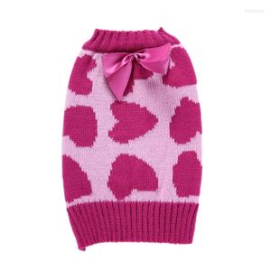 Hondenkleding Prinses Rose Hearts Bowknot Christmas Pet Jumper Sweater Cat Hoopet Koreaanse meisjeskleding Chihuahua Winter