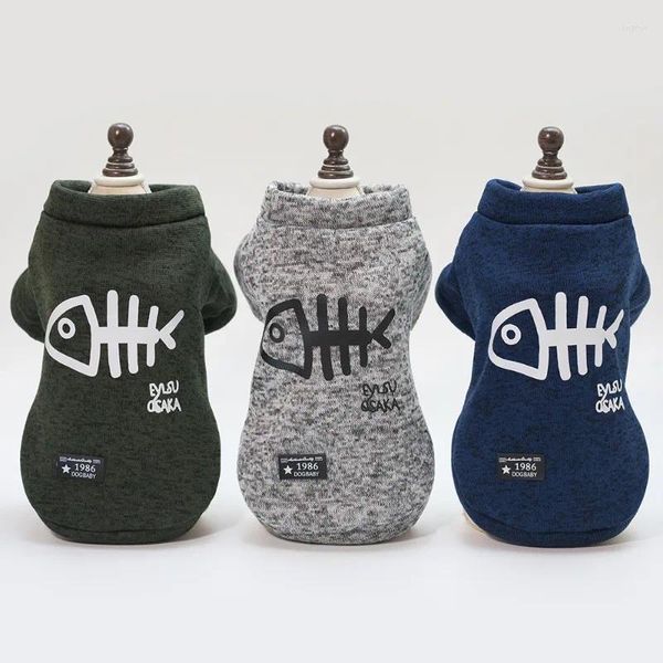 Ropa para perros Impreso Fishbone Sudadera con capucha Pet Cat Cat Warm Fashion Ropa Cachorro Gatito Abrigo Teddy Pequeño Traje