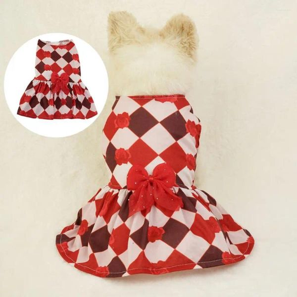 Vêtements pour chiens imprimés tenue pour animaux de compagnie à la mode robe à carreaux pour animaux de compagnie doux confort style chiens chats fêtes anniversaires mariages