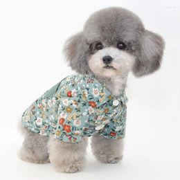 Appareils à chien Impression des vêtements de chiot vert pour petits chiens moyens chiens mignon coton saut à saut chihuahua yorkshire teddy printemps mode animal costume