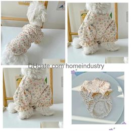 Vêtements pour chiens manches bouffantes vêtements pour animaux de compagnie floraux chiot petits chiens chat Bichon Teddy Schnauzer printemps et robe d'été livraison directe maison G Dhhpv