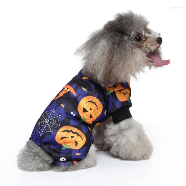 Ropa de perro Bat Pumkin Bat estampado Camisa de mono de Halloween Bodysuit de pijamas para un pequeño disfraz de Teddy Chihuahua