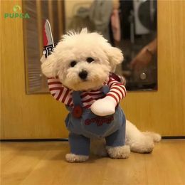 Vêtements pour chiens PUPCA Halloween vêtements pour chiens personnalisé drôle Cosplay Costume fête effrayant vêtements pour animaux de compagnie Teddy mortel poupée couteau poignard sweats à capuche 230927