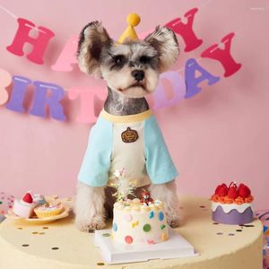 Costume d'anniversaire de vêtements pour chiens T-shirt imprimé pour les petits chiens Chihuahua Teddy Pomeranian Summer mince à manches courtes