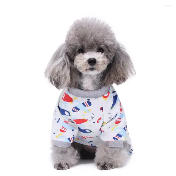 Vêtements pour chiens Chiot Chat Avion Avion Imprimer Combinaison douce Pyjamas Manteau chaud Vêtements pour animaux de compagnie