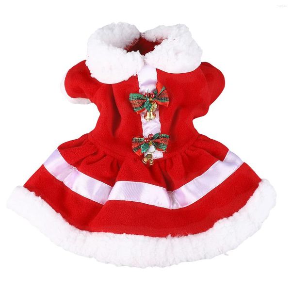 Robe de Noël chiot de vêtements pour chiens faciles à porter des vacances attrayantes cols épaissis en polyester mignon avec cloche pour cosplay