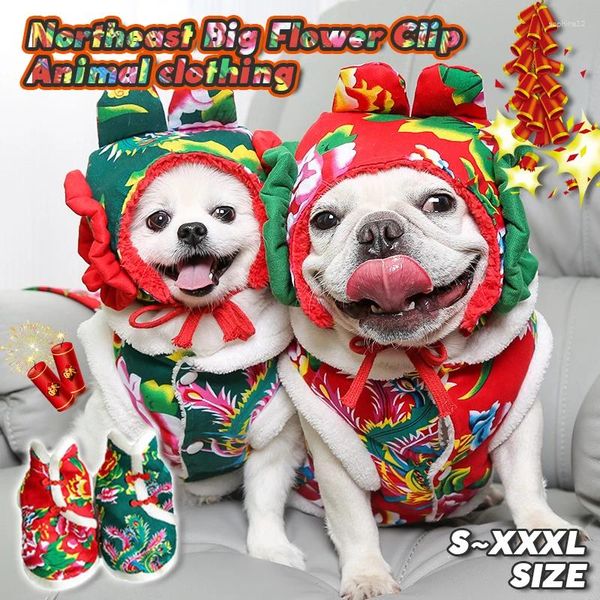 Vêtements pour chiens Vêtements pour chiots Automne et hiver pour animaux de style chinois Petits animaux de compagnie avec les mêmes vêtements de bienvenue à l'année