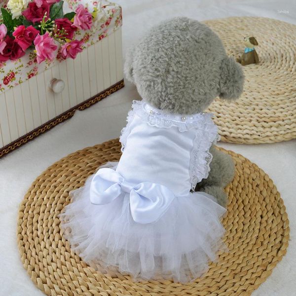 Ropa para perros Ropa para cachorros Primavera y verano Teddy VIP Princesa Vestido de novia Gato Mascota de dos patas Blanco puro